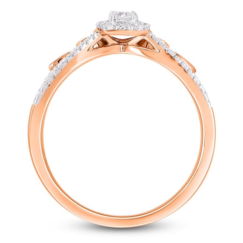 Main Image 4 of Multi-Diamond Pear-Shaped Halo Bridal Set 1/4 ct tw 10K Rose Gold