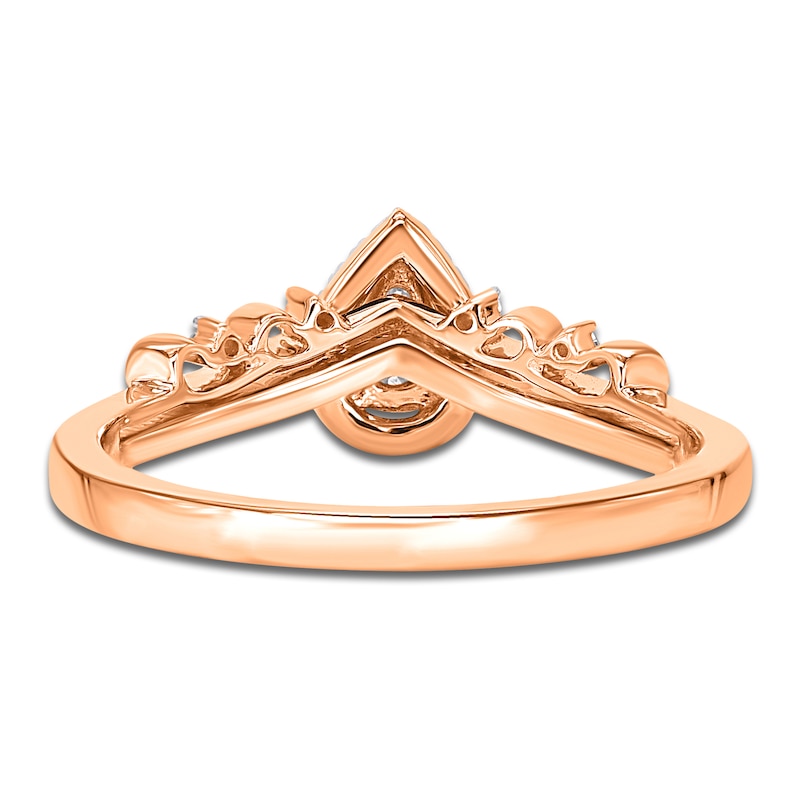 Main Image 5 of Multi-Diamond Pear-Shaped Halo Bridal Set 1/4 ct tw 10K Rose Gold