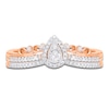 Thumbnail Image 7 of Multi-Diamond Pear-Shaped Halo Bridal Set 1/4 ct tw 10K Rose Gold