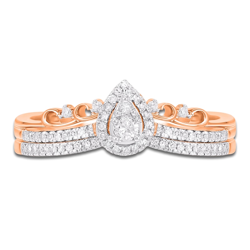 Main Image 7 of Multi-Diamond Pear-Shaped Halo Bridal Set 1/4 ct tw 10K Rose Gold