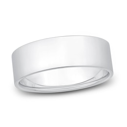 Flat Wedding Band 14K White Gold 7mm