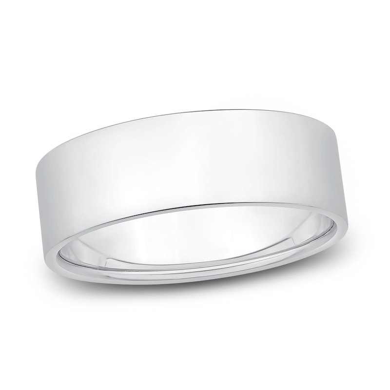 Main Image 1 of Flat Wedding Band 14K White Gold 7mm