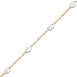 Italia D'Oro Hollow Bead Tin-Cup Bracelet 14K Two-Tone Gold 7.5"