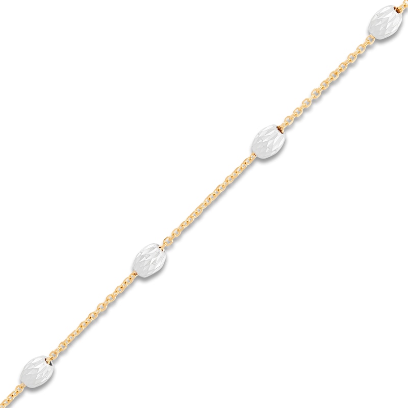 Main Image 1 of Italia D'Oro Hollow Bead Tin-Cup Bracelet 14K Two-Tone Gold 7.5"