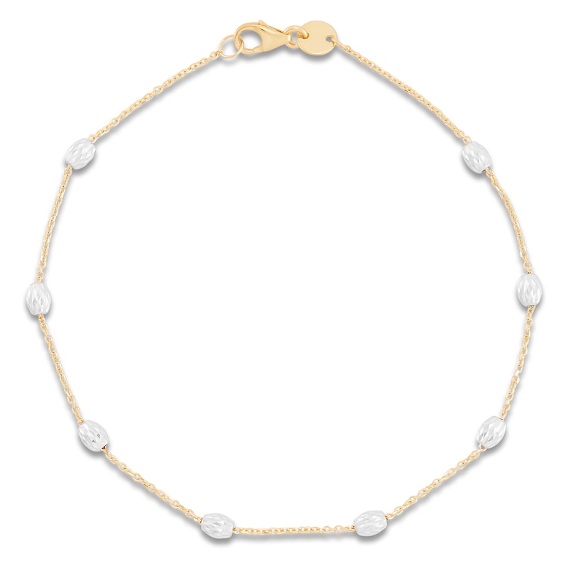 Main Image 2 of Italia D'Oro Hollow Bead Tin-Cup Bracelet 14K Two-Tone Gold 7.5"