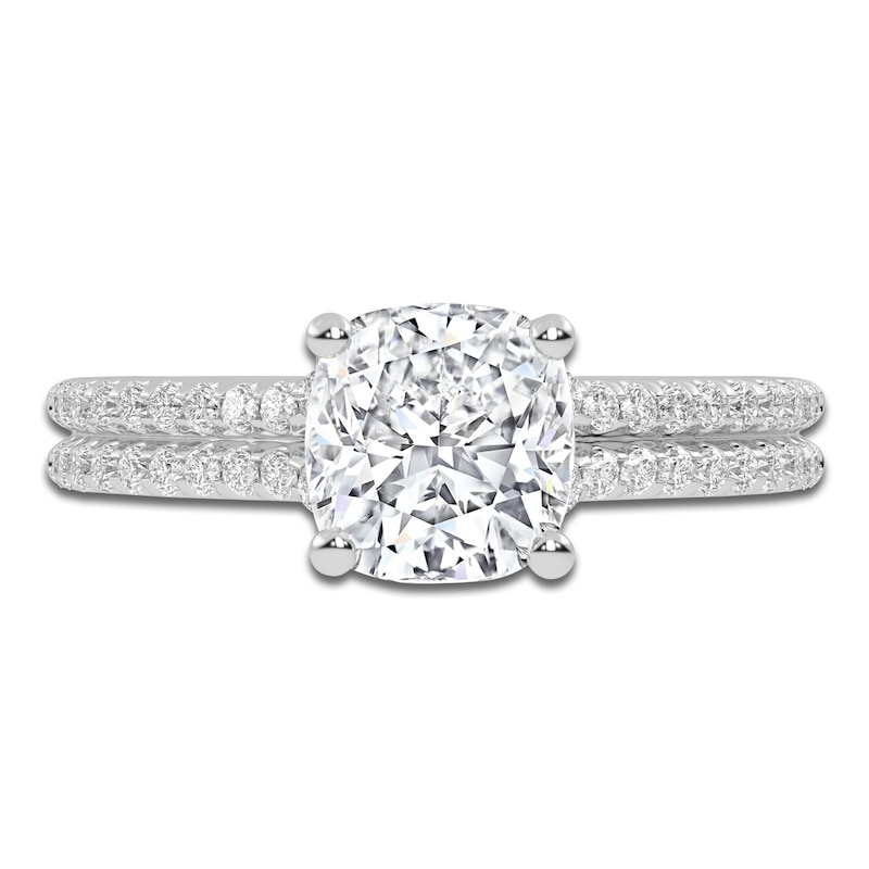 Main Image 3 of Lab-Grown Cushion-Cut Diamond Engagement Ring 1-1/4 ct tw 14K White Gold