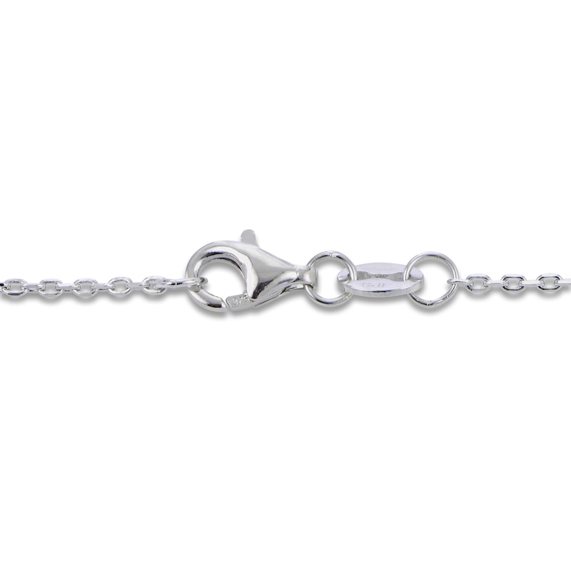 Main Image 2 of Cultured Pearl & White Lab-Created Sapphire Drop Necklace Sterling Silver 18"