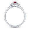 Thumbnail Image 2 of Oval-Cut Natural Ruby & Diamond Starburst Halo Ring 1/4 ct tw 14K White Gold