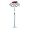 Thumbnail Image 3 of Oval-Cut Natural Ruby & Diamond Starburst Halo Ring 1/4 ct tw 14K White Gold