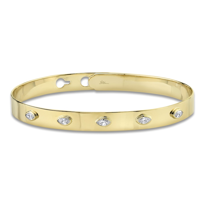 Main Image 1 of Shy Creation Marquise-Cut Diamond Five-Stone Bangle Bracelet 1/3 ct tw 14K Yellow Gold SC55021224ZM
