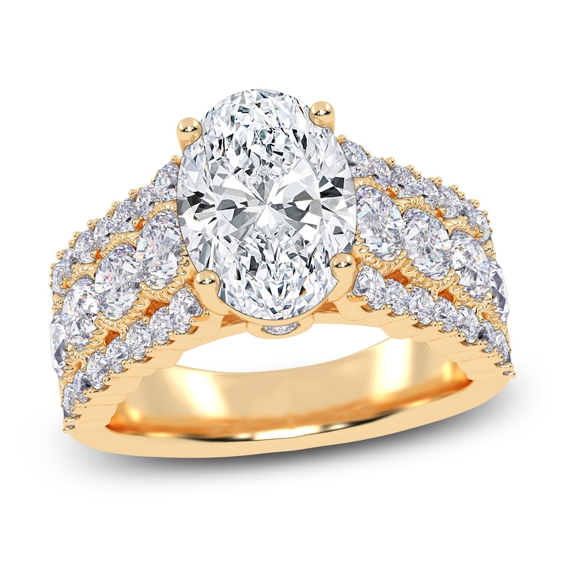 Main Image 1 of Oval-Cut Created By Jared Studio Lab-Grown Diamond Engagement Ring 3-3/4 ct tw 14K Yellow Gold