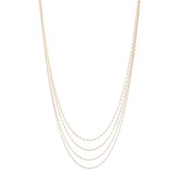 Italia D'Oro Solid Four-Strand Valentino Mirror Chain Necklace 14K Yellow Gold 17"