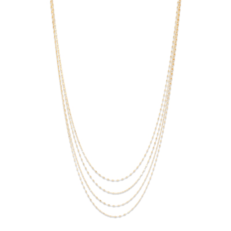 Main Image 1 of Italia D'Oro Solid Four-Strand Valentino Mirror Chain Necklace 14K Yellow Gold 17"