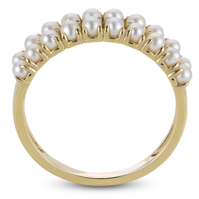 Main Image 2 of Cultured Pearl Seed Two-Row Ring 14K Yellow Gold