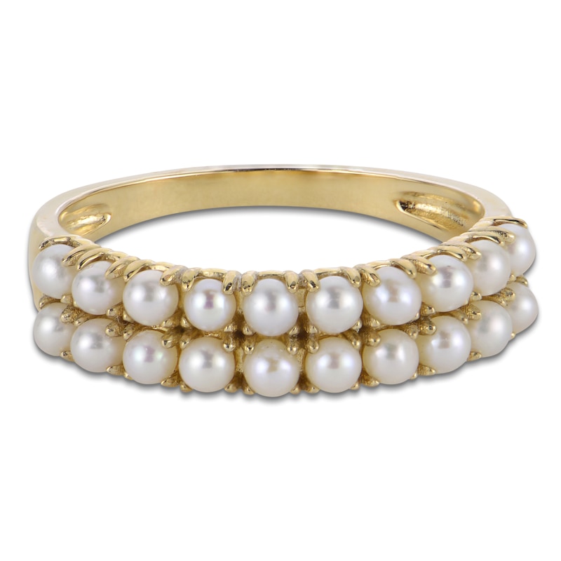 Main Image 3 of Cultured Pearl Seed Two-Row Ring 14K Yellow Gold