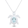 Thumbnail Image 1 of Oval-Cut Natural Aquamarine Turtle Necklace Sterling Silver 18"