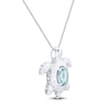 Thumbnail Image 2 of Oval-Cut Natural Aquamarine Turtle Necklace Sterling Silver 18"