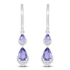 Thumbnail Image 2 of Pear-Shaped Natural Amethyst & Diamond Dangle Hoop Earrings 1/20 ct tw 10K White Gold