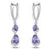 Thumbnail Image 3 of Pear-Shaped Natural Amethyst & Diamond Dangle Hoop Earrings 1/20 ct tw 10K White Gold
