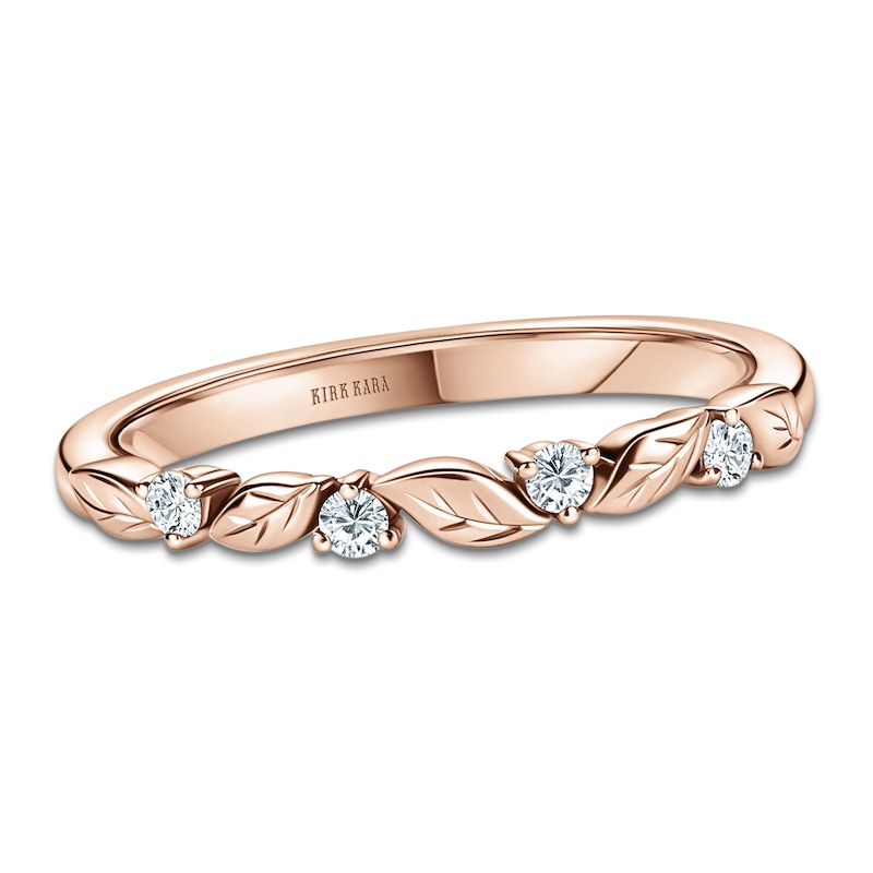 Kirk Kara Diamond Four-Stone Leaf Wedding Band 1/15 ct tw 18K Rose Gold