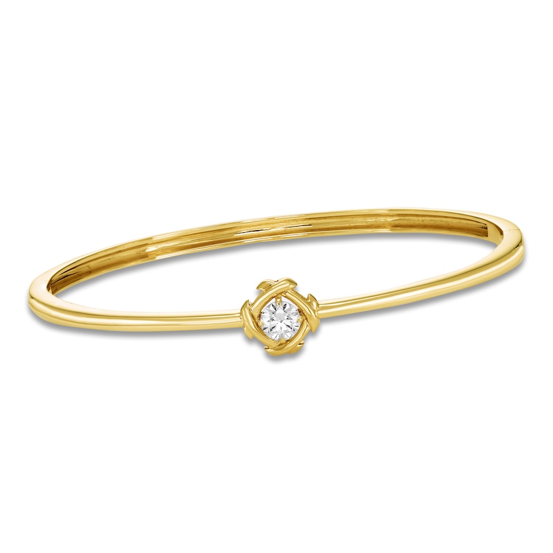 Main Image 1 of Unspoken Diamond Solitaire Bangle Bracelet 1/2 ct tw 14K Yellow Gold 7.25" (I1/I)