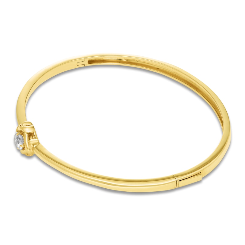 Main Image 2 of Unspoken Diamond Solitaire Bangle Bracelet 1/2 ct tw 14K Yellow Gold 7.25" (I1/I)