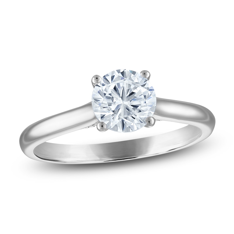 Main Image 1 of Round-Cut Lab-Grown Diamond Solitaire Plus Engagement Ring 1 ct tw Platinum (VS2/F)