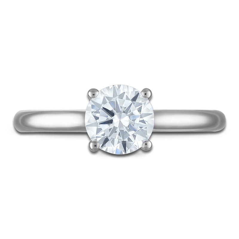 Main Image 3 of Round-Cut Lab-Grown Diamond Solitaire Plus Engagement Ring 1 ct tw Platinum (VS2/F)