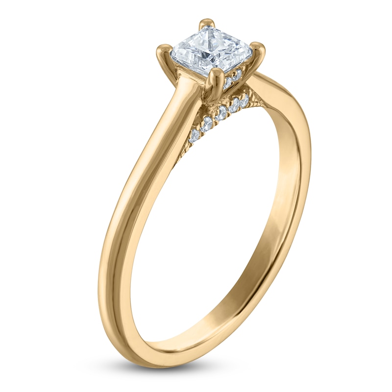Main Image 2 of Princess-Cut Lab-Grown Diamond Solitaire Plus Engagement Ring 1/2 ct tw 18K Yellow Gold (VS2/F)