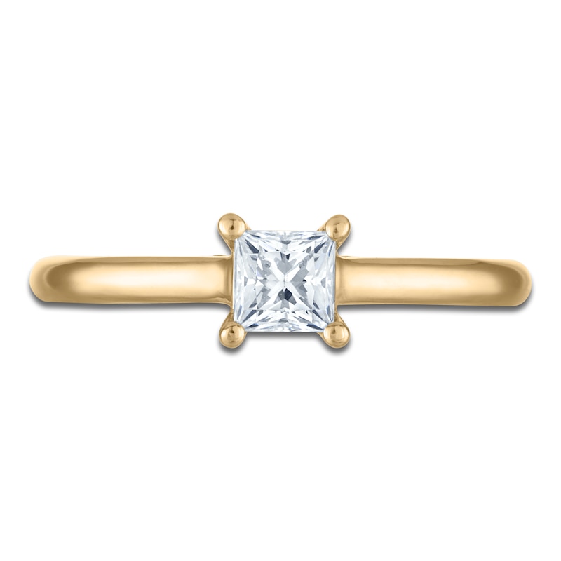 Main Image 3 of Princess-Cut Lab-Grown Diamond Solitaire Plus Engagement Ring 1/2 ct tw 18K Yellow Gold (VS2/F)