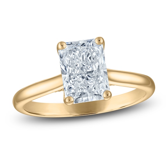 Radiant-Cut Lab-Grown Diamond Solitaire Plus Engagement Ring 2-5/8 ct tw 18K Yellow Gold (VS2/F)