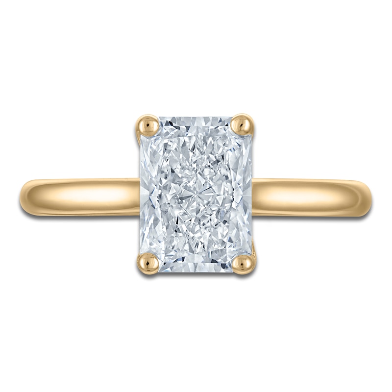 Main Image 3 of Radiant-Cut Lab-Grown Diamond Solitaire Plus Engagement Ring 2-5/8 ct tw 18K Yellow Gold (VS2/F)