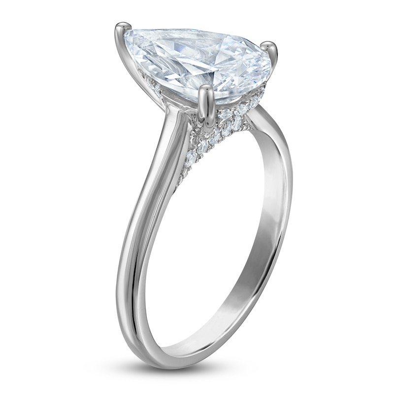 Main Image 2 of Pear-Shaped Lab-Grown Diamond Solitaire Plus Engagement Ring 2-5/8 ct tw Platinum (VS2/F)