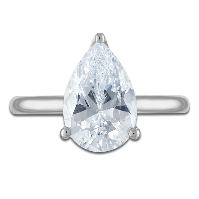 Main Image 3 of Pear-Shaped Lab-Grown Diamond Solitaire Plus Engagement Ring 2-5/8 ct tw Platinum (VS2/F)