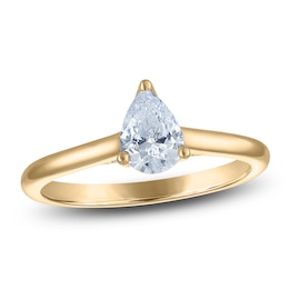 Pear-Shaped Lab-Grown Diamond Solitaire Plus Engagement Ring 1/2 ct tw 18K Yellow Gold (VS2/F)