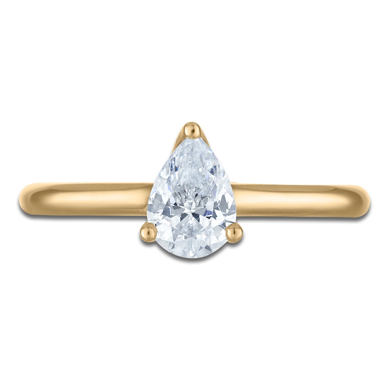 Main Image 3 of Pear-Shaped Lab-Grown Diamond Solitaire Plus Engagement Ring 1/2 ct tw 18K Yellow Gold (VS2/F)