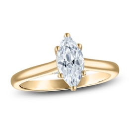 Marquise-Cut Lab-Grown Diamond Solitaire Plus Engagement Ring 1 ct tw 18K Yellow Gold (VS2/F)
