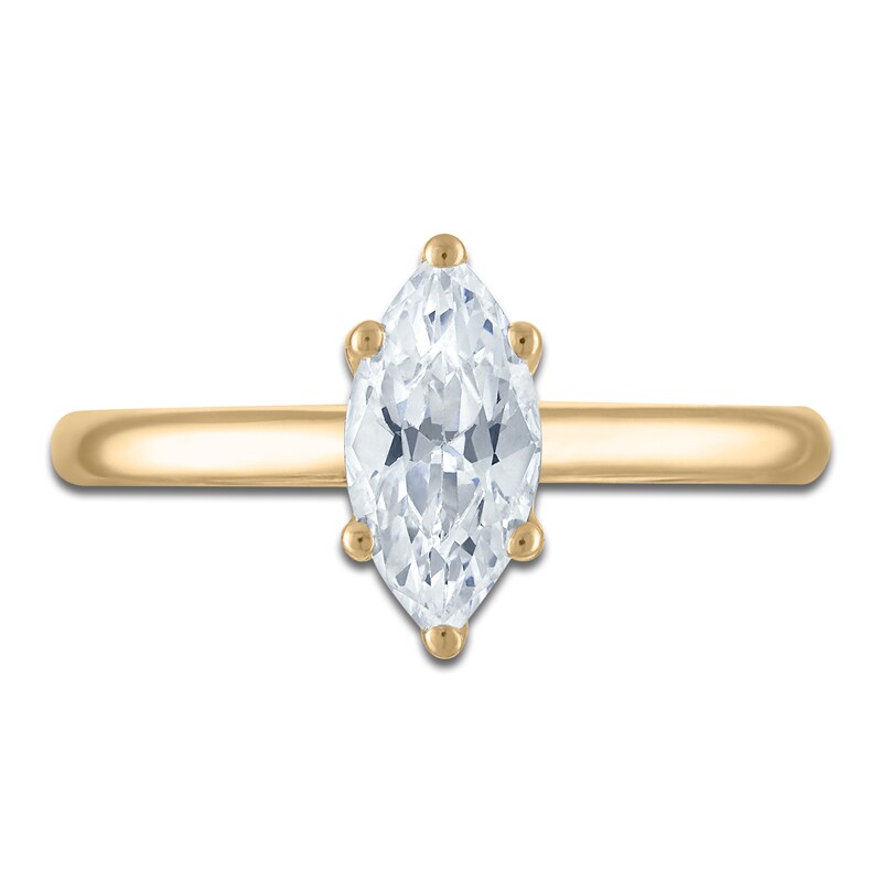 Main Image 3 of Marquise-Cut Lab-Grown Diamond Solitaire Plus Engagement Ring 1 ct tw 18K Yellow Gold (VS2/F)
