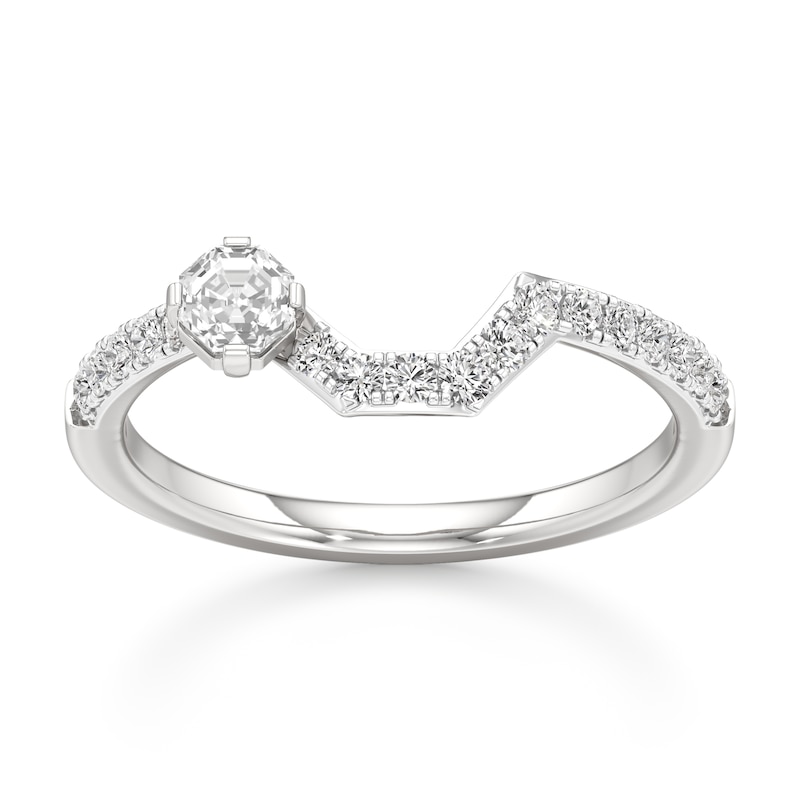 Main Image 1 of J'Lure Octagon Step-Cut Lab-Grown Diamond Contour Wedding Band 3/8 ct tw 18K White Gold