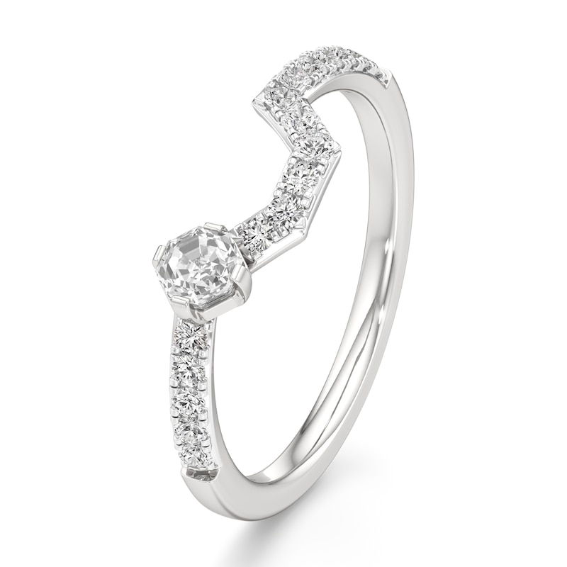 Main Image 4 of J'Lure Octagon Step-Cut Lab-Grown Diamond Contour Wedding Band 3/8 ct tw 18K White Gold