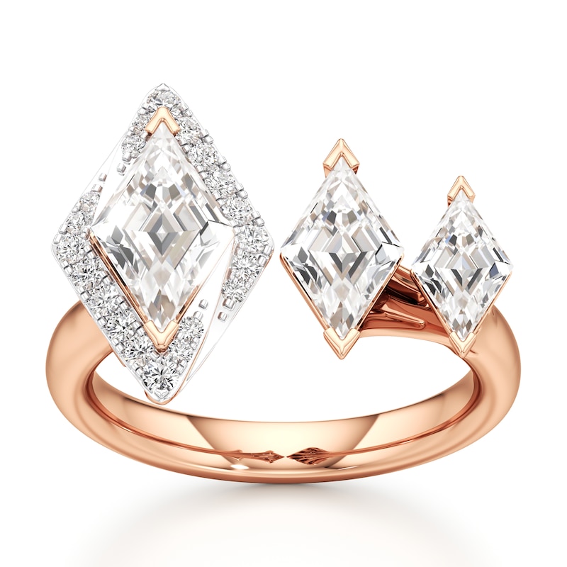 Main Image 1 of J'Lure Lozenge Step-Cut Lab-Created Diamond Engagement Ring 2-1/4 ct tw 18K Rose Gold