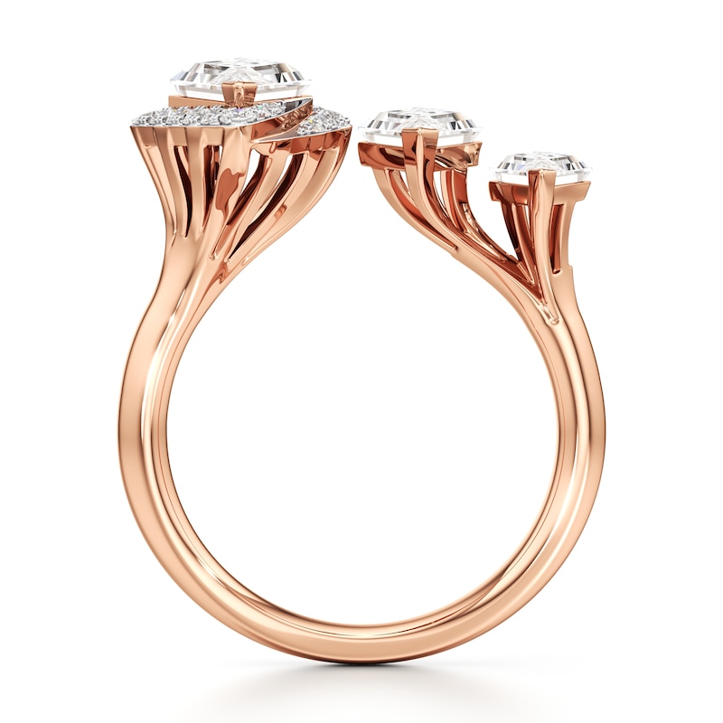 Main Image 2 of J'Lure Lozenge Step-Cut Lab-Created Diamond Engagement Ring 2-1/4 ct tw 18K Rose Gold