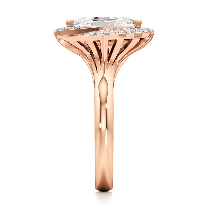Main Image 3 of J'Lure Lozenge Step-Cut Lab-Created Diamond Engagement Ring 2-1/4 ct tw 18K Rose Gold