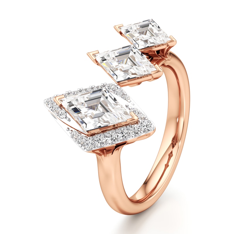 Main Image 4 of J'Lure Lozenge Step-Cut Lab-Created Diamond Engagement Ring 2-1/4 ct tw 18K Rose Gold