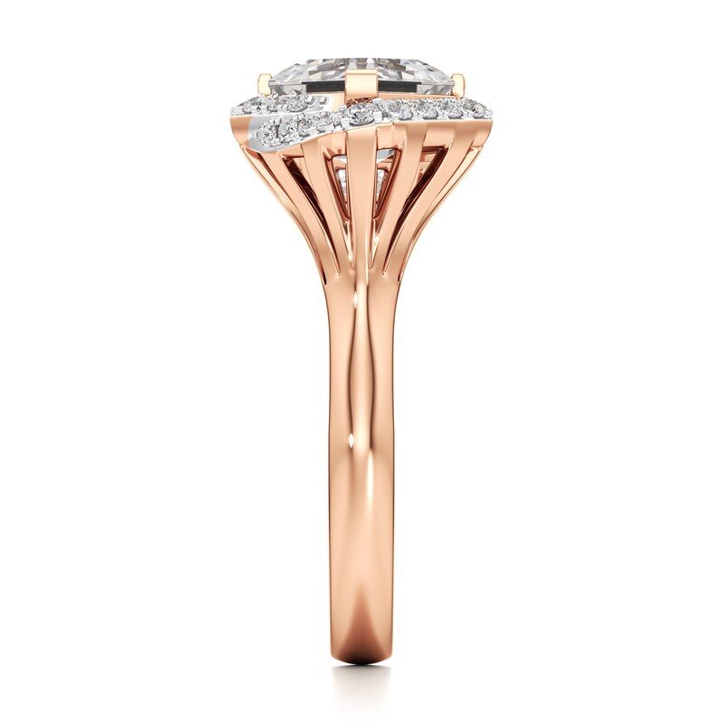 Main Image 3 of J'Lure Square-Emerald Step-Cut Lab-Grown Diamond Engagement Ring 3-5/8 ct tw 18K Rose Gold