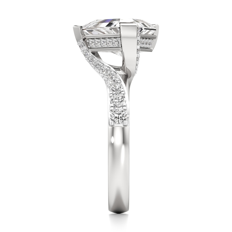 Main Image 3 of J'Lure Shield Step-Cut Lab-Grown Diamond Bypass Engagement Ring 3-1/2 ct tw 18K White Gold