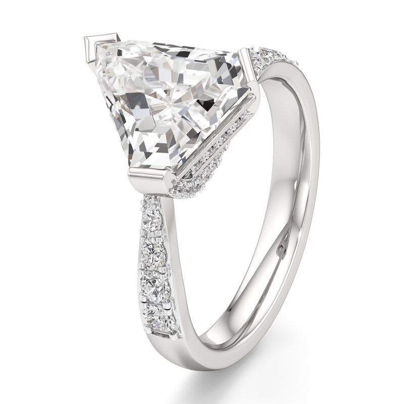 Main Image 4 of J'Lure Shield Step-Cut Lab-Grown Diamond Bypass Engagement Ring 3-1/2 ct tw 18K White Gold