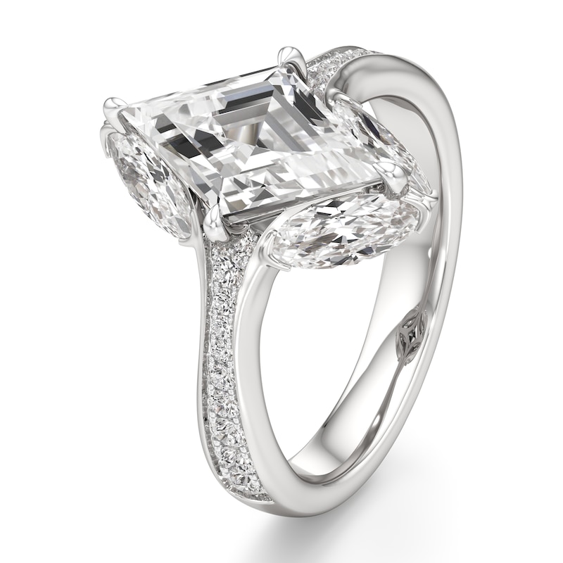 Main Image 4 of J'Lure Lozenge Step-Cut Lab-Grown Diamond Engagement Ring 3-1/4 ct tw 18K White Gold