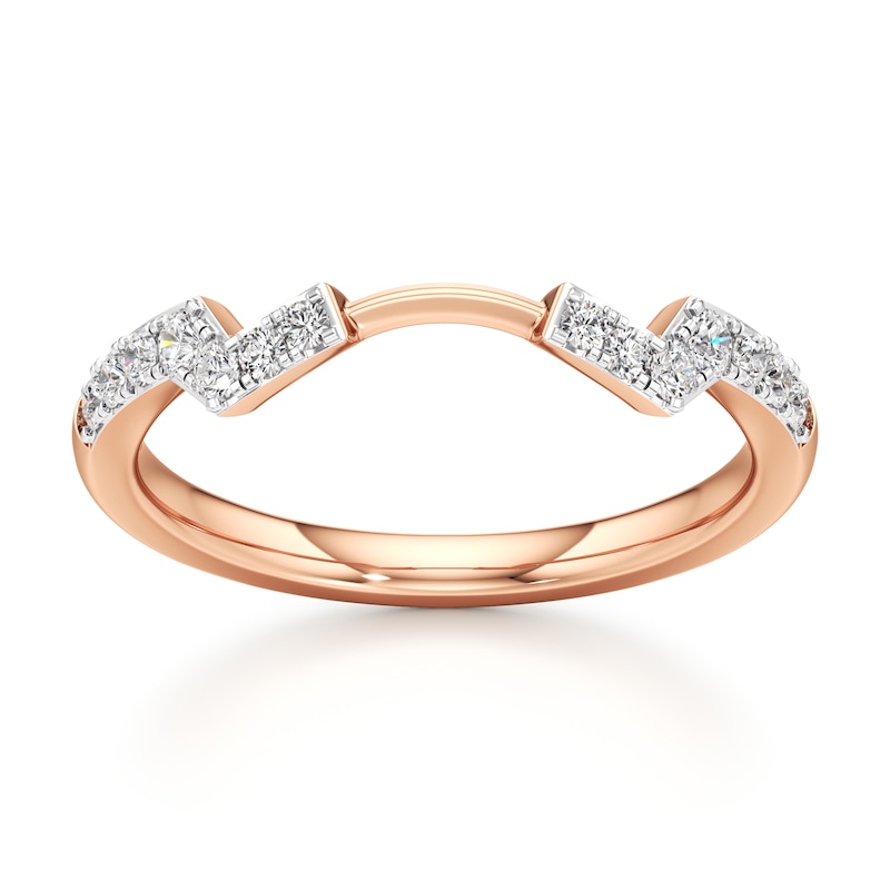 Main Image 1 of J'Lure Lab-Grown Diamond Angled Contour Wedding Band 1/5 ct tw 18K Rose Gold