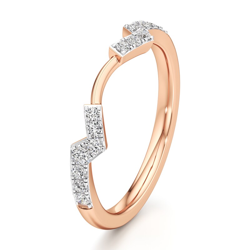 Main Image 4 of J'Lure Lab-Grown Diamond Angled Contour Wedding Band 1/5 ct tw 18K Rose Gold